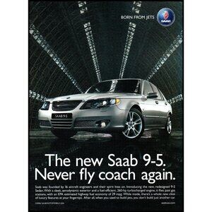 2006 Saab 9-5 Sports Sedan Vintage Print Ad Airport Airplane Hanger Wall Art